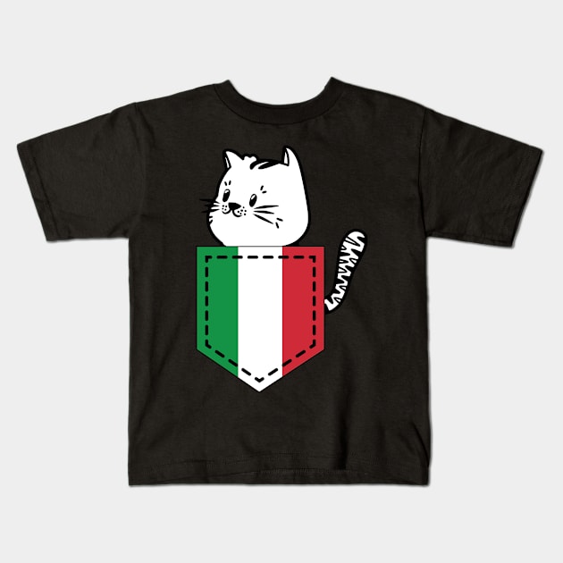 Patriotic Pocket Pussy - Cat Lover -  Italian Patriot Kids T-Shirt by PosterpartyCo
